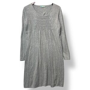 Boden Womens Gray Knit Smocked Front Long Sleeve Dress‎ Sz 8 Minimalist Academia